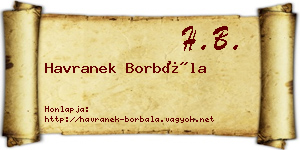Havranek Borbála névjegykártya